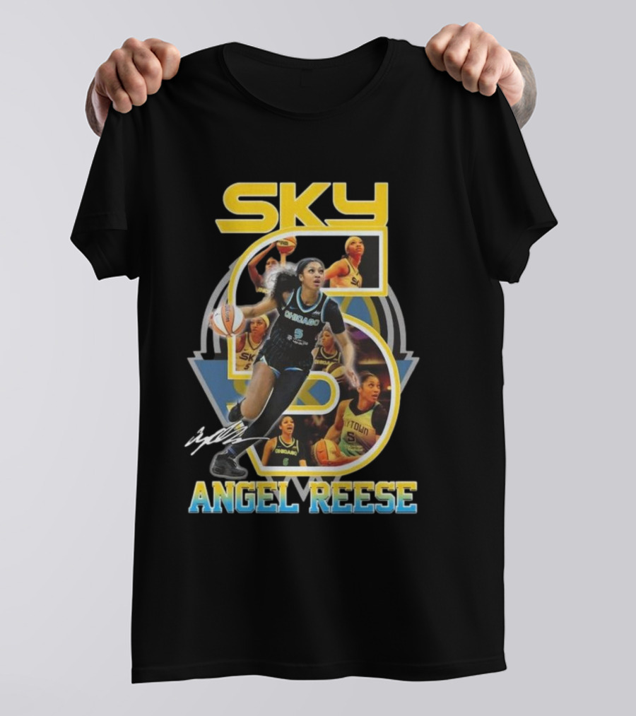 Chicago Sky Angel Reese 5 Signature WNBA T-Shirt