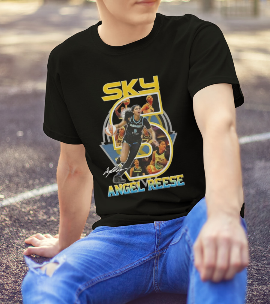 Chicago Sky Angel Reese 5 Signature WNBA T-Shirt