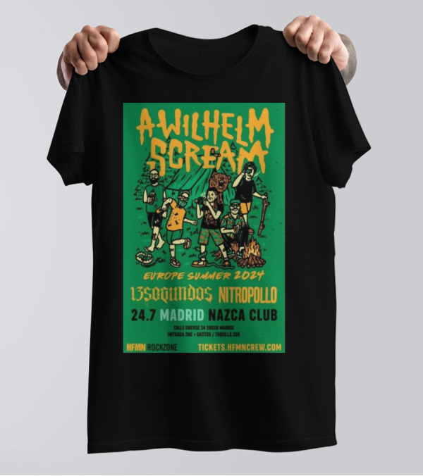 A Wilhelm Scream Europe Summer 2024 Madrid Nazca Club July 24 HFMN Rockzone 135 Segundos Nitropollo T-Shirt