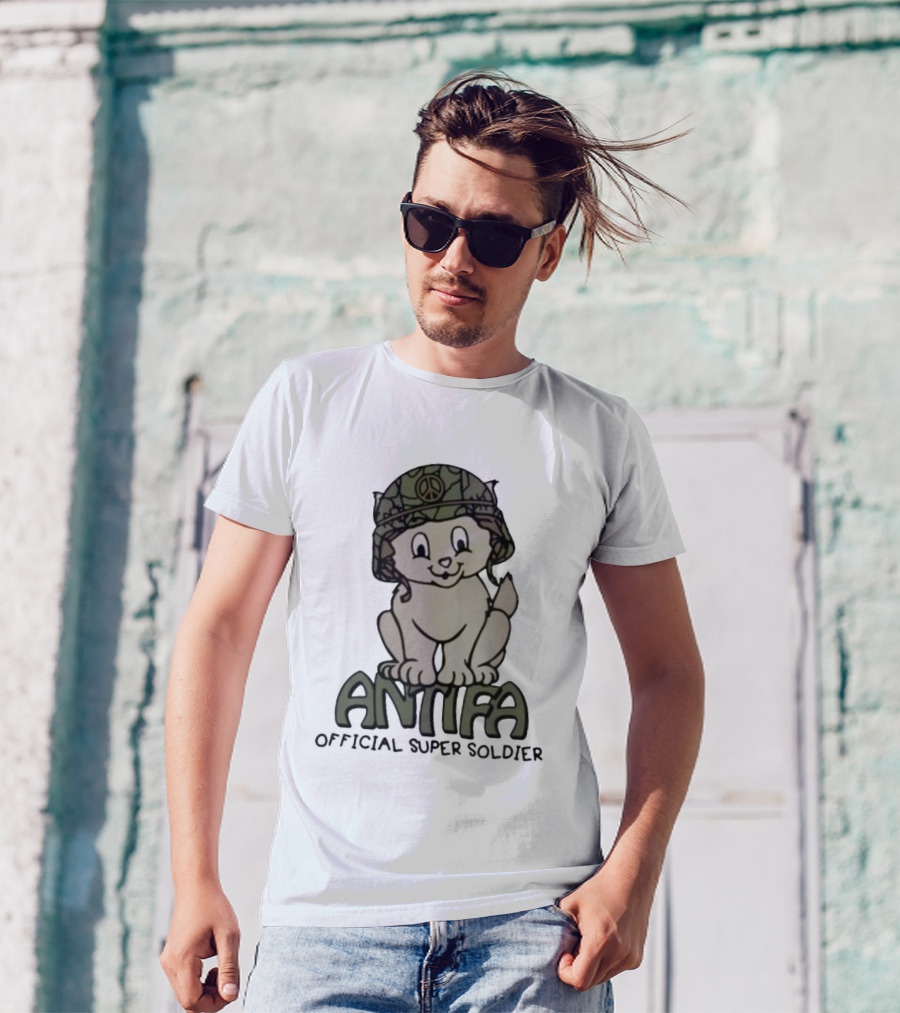 ANTIFA Peace Helmet Puppy Official Super Soldier T-Shirt
