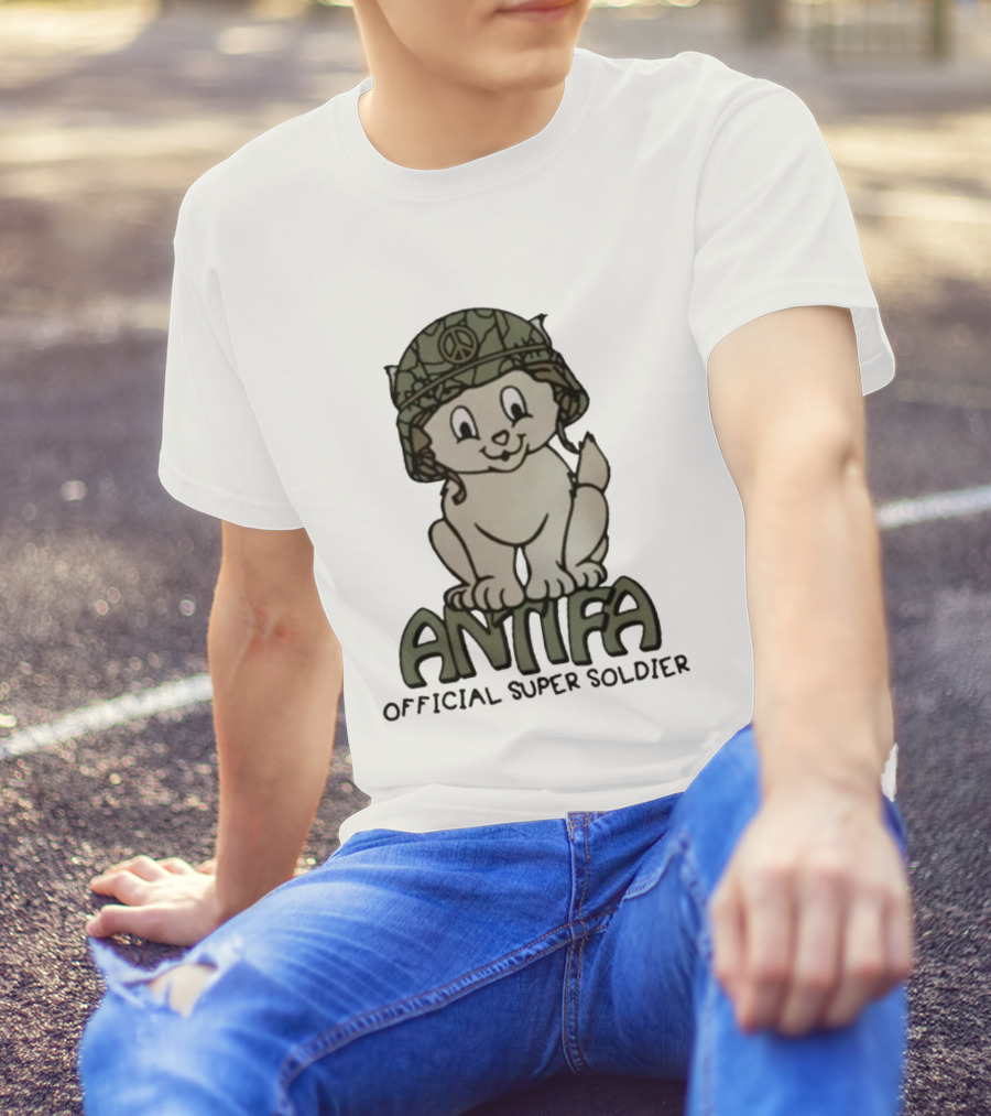 ANTIFA Peace Helmet Puppy Official Super Soldier T-Shirt