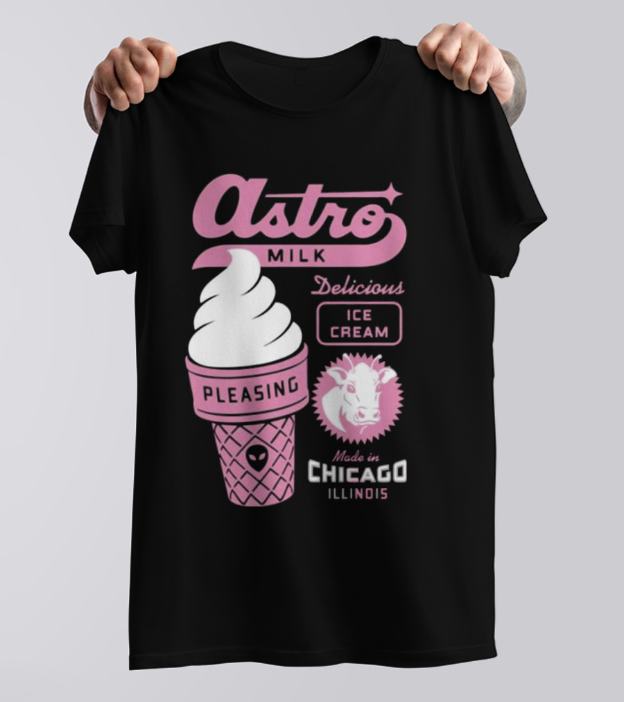 Astro Milk Delicious Ice Cream Pleasing Made In Chicago Illinois T-Shirt
