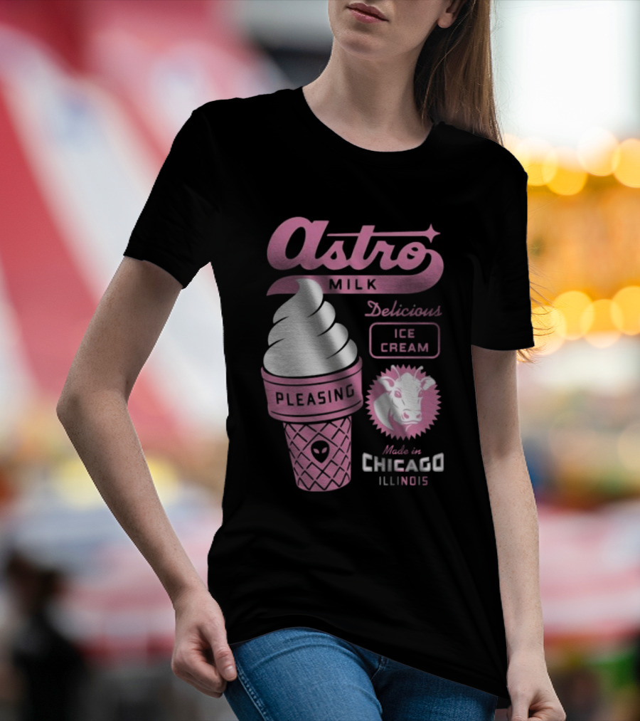 Astro Milk Delicious Ice Cream Pleasing Made In Chicago Illinois T-Shirt