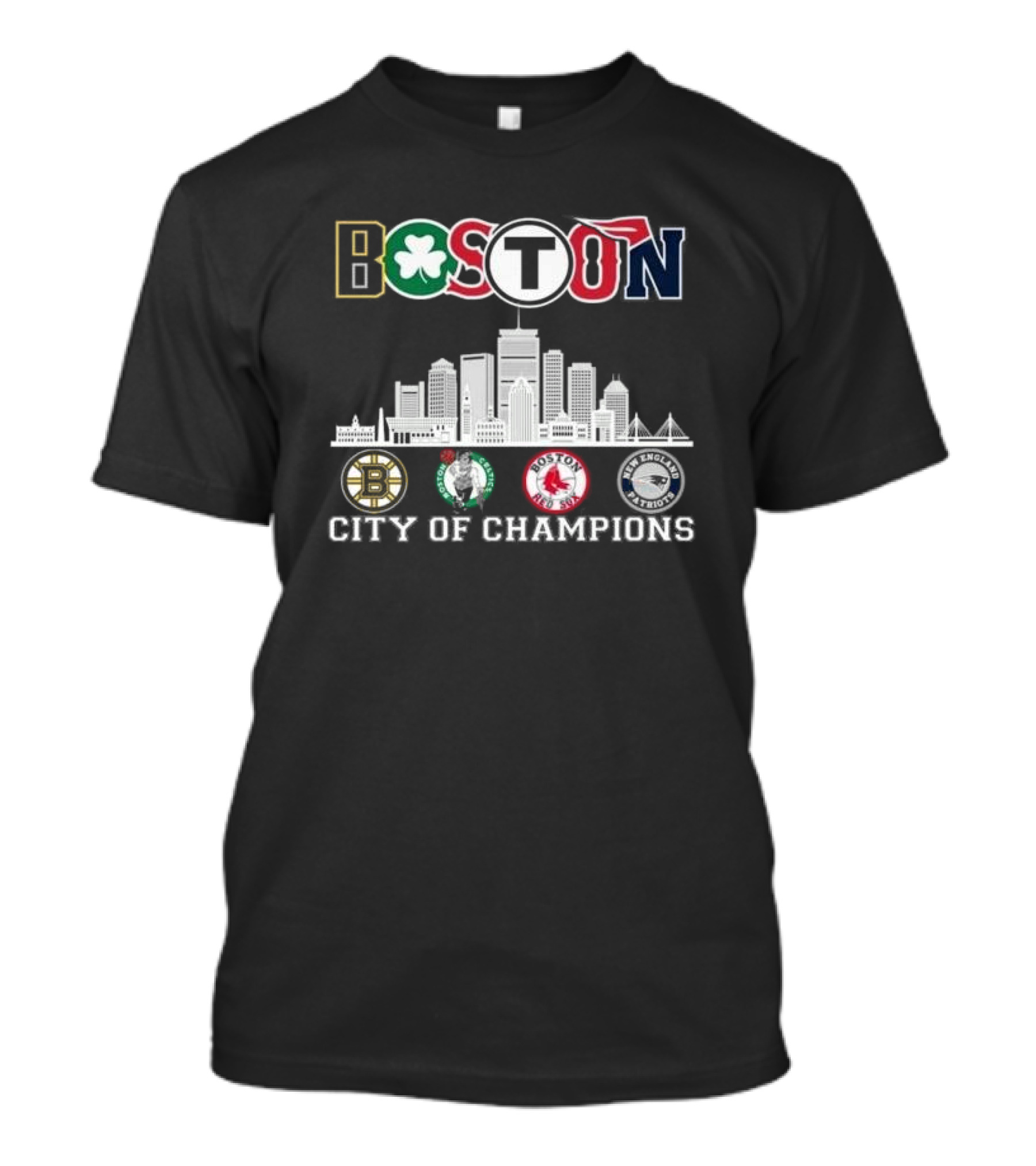 Boston Bruins Celtics Red Sox Patriots City Of Champions T-Shirt