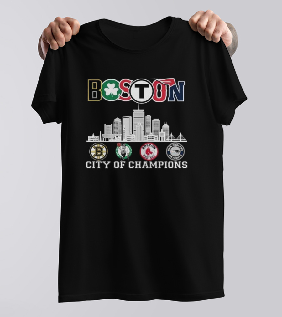 Boston Bruins Celtics Red Sox Patriots City Of Champions T-Shirt