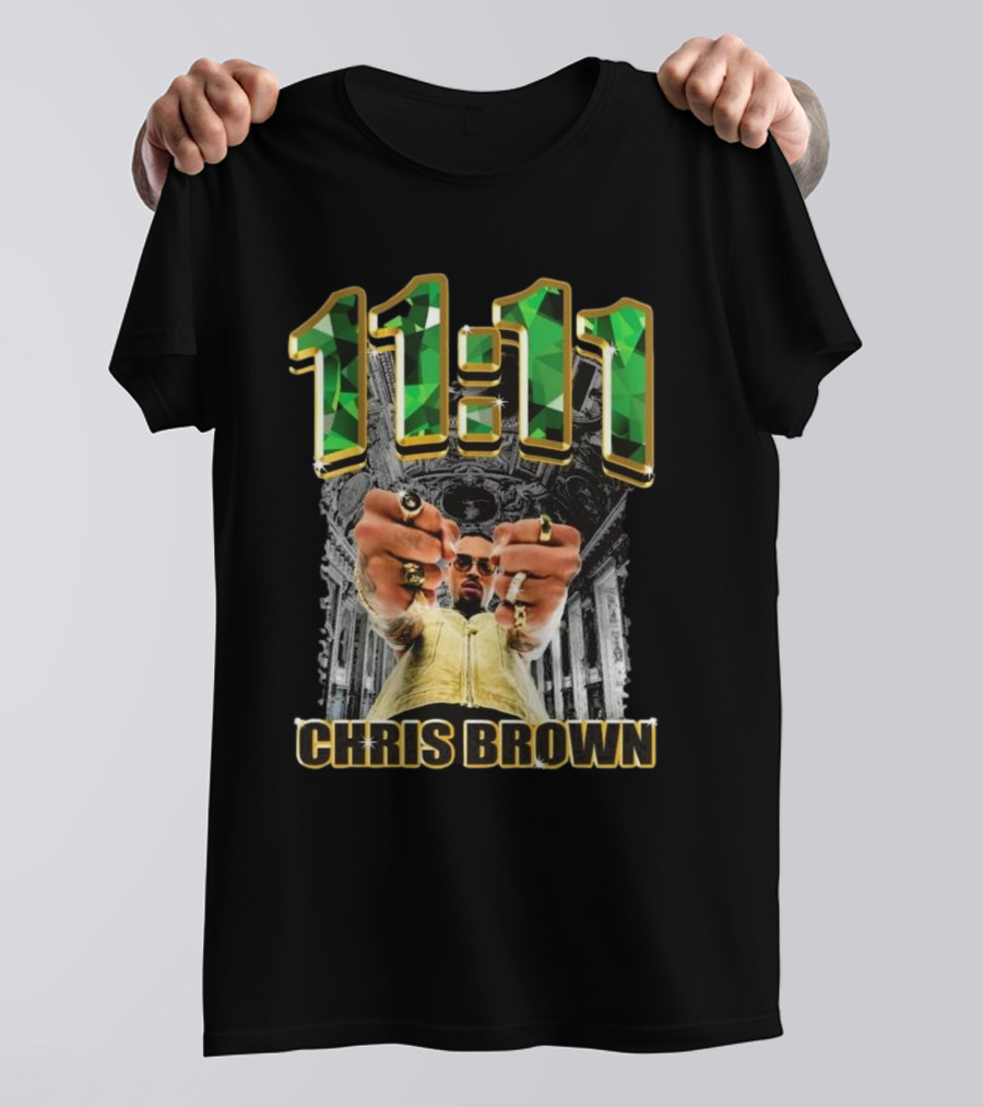 11:11 Chris Brown Emeralds And Gold T-Shirt