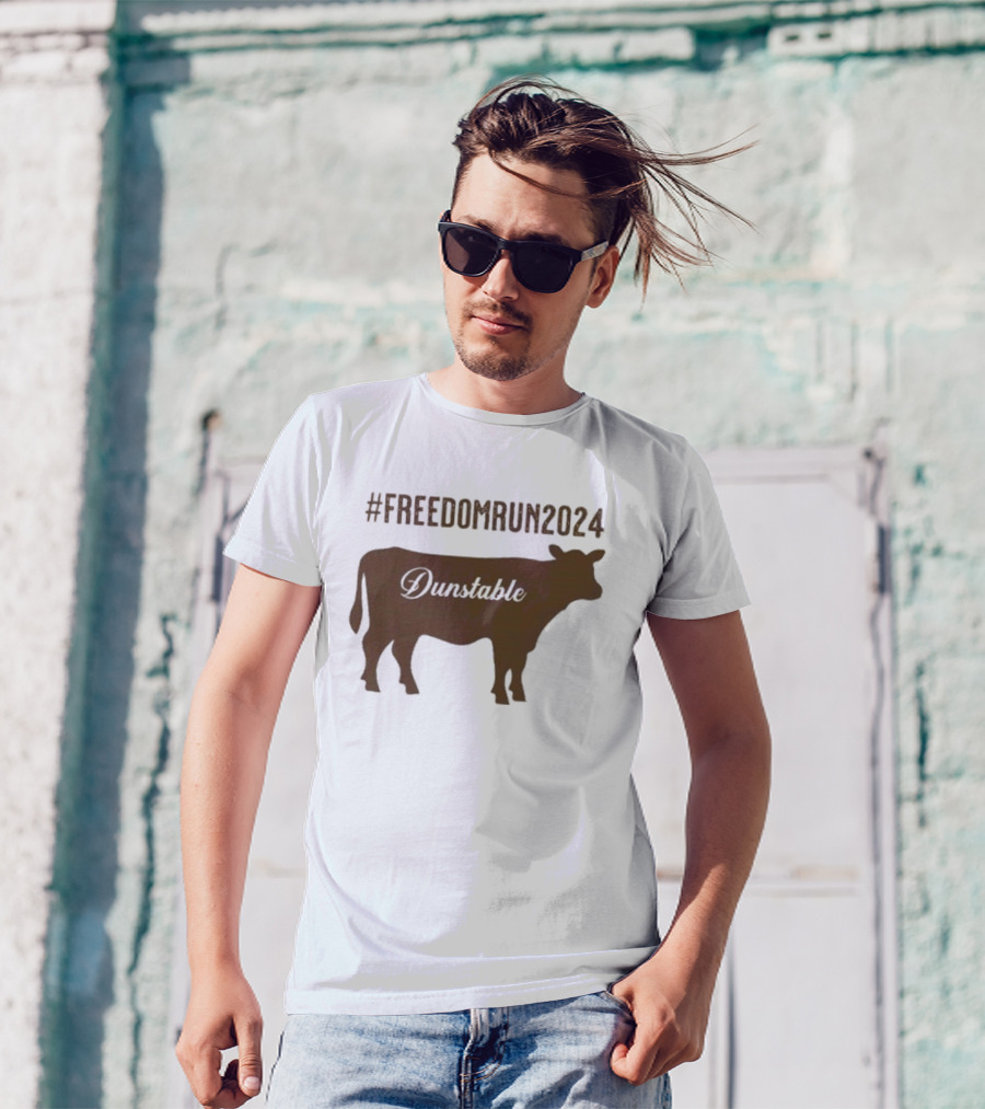 FreedomRun2024 Dunstable Brown Cow Massachusetts T-Shirt