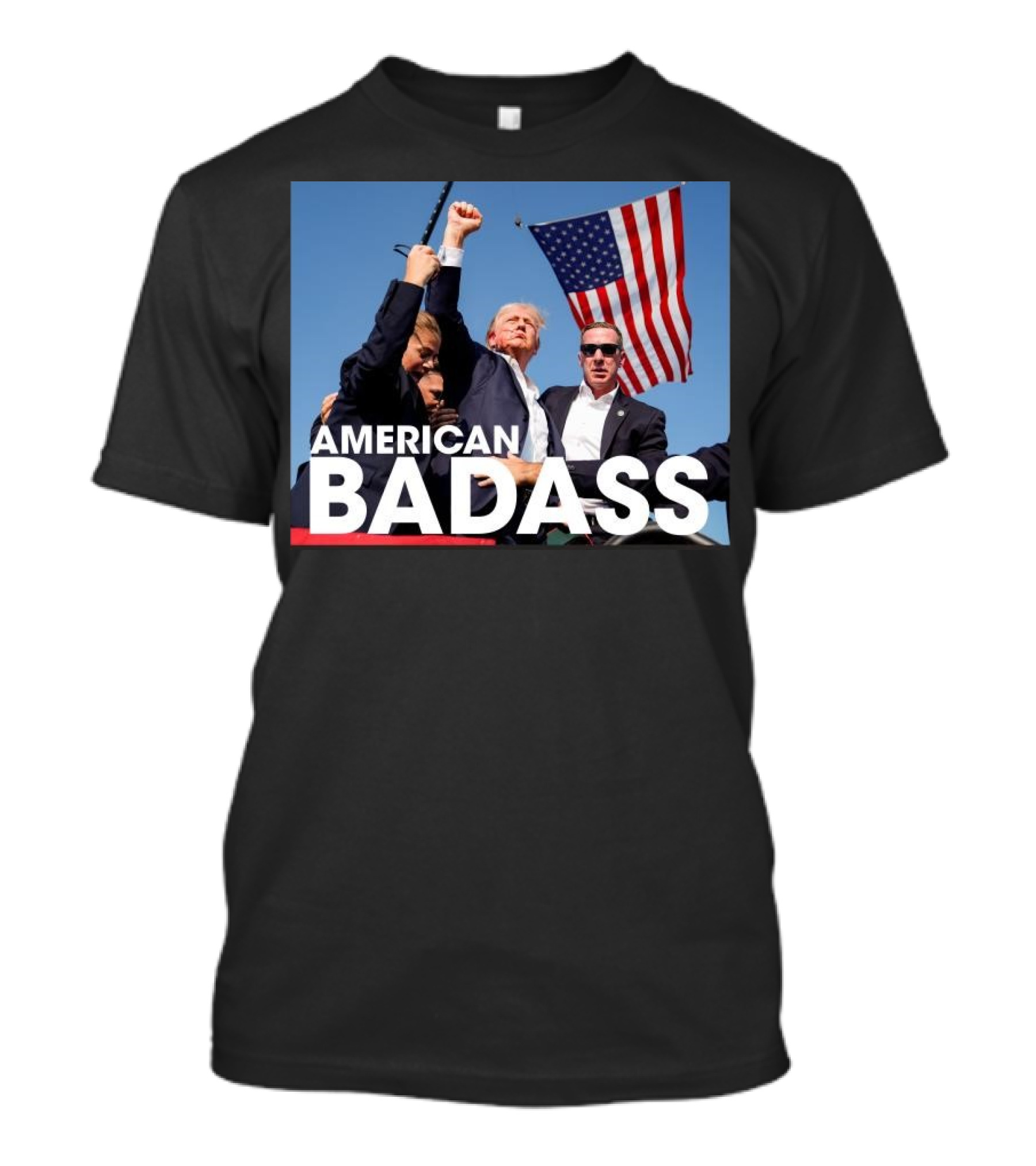 American Badass Trump 2024 Flag Fight T-Shirt