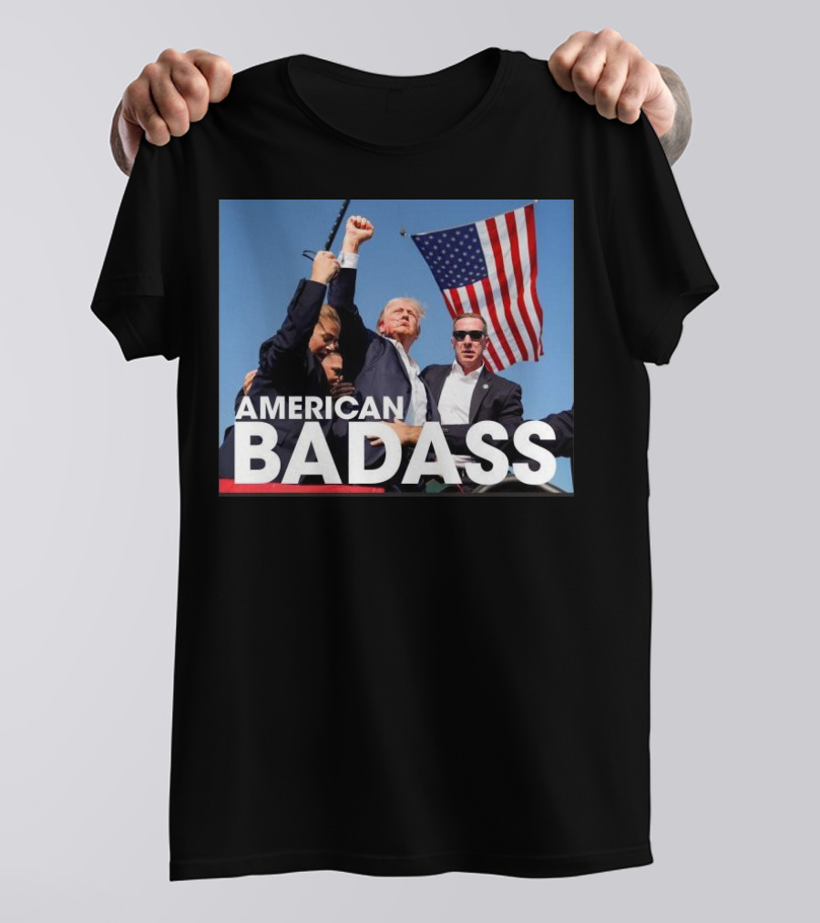 American Badass Trump 2024 Flag Fight T-Shirt