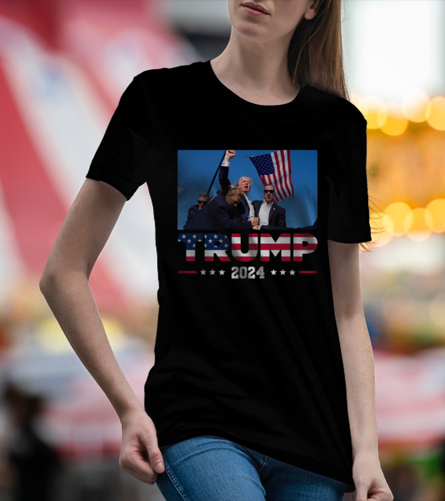 Trump 2024 Patriotic Election Rally With American Flag And Security Team T-Shirt