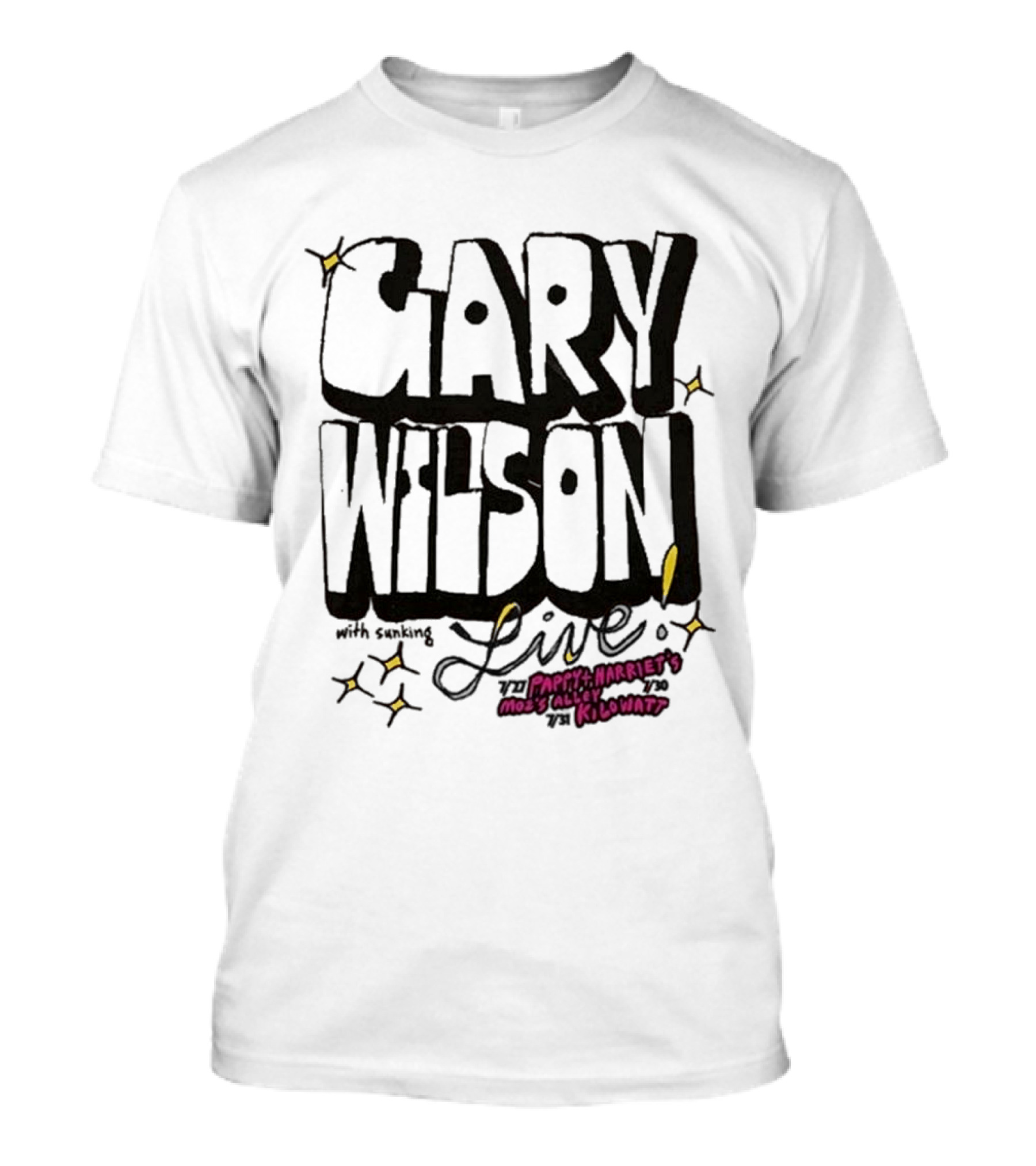 Gary Wilson Live With Sinking July 2024 Pappy And Harriet's Moss Alley Kilowatt T-Shirt