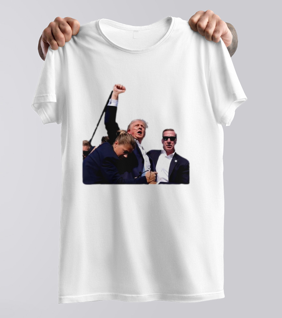 Missed Me Bitch Trump 2024 Trump Fight Raised Fist Photo T-Shirt