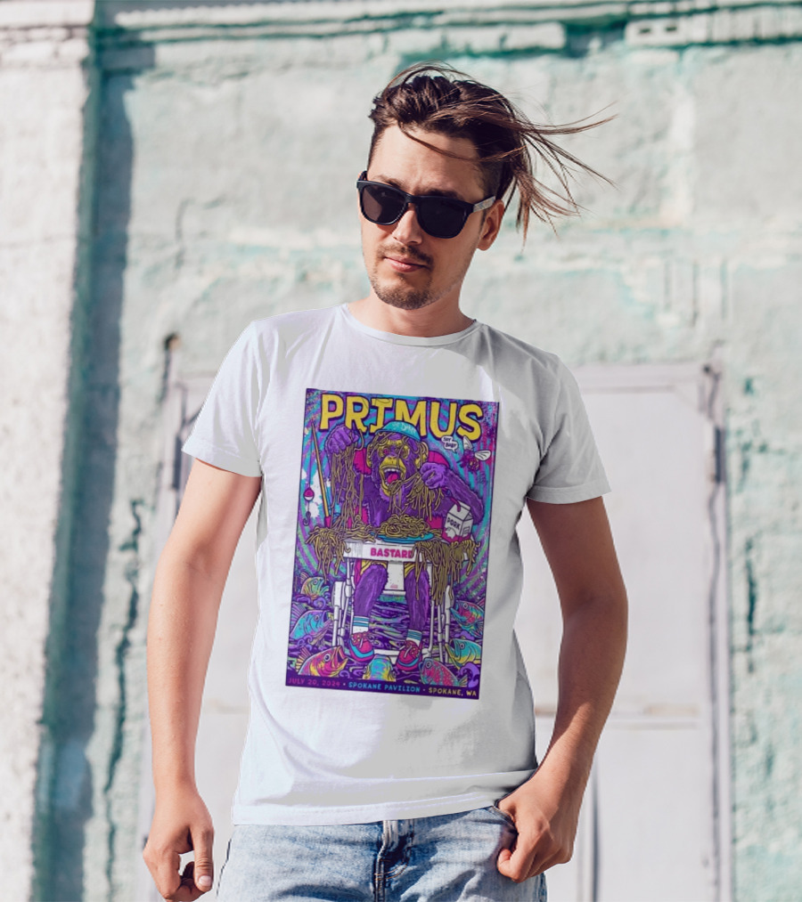 PRIMUS July 20 2024 Spokane Pavilion Monkey Spaghetti Psychedelic T-Shirt