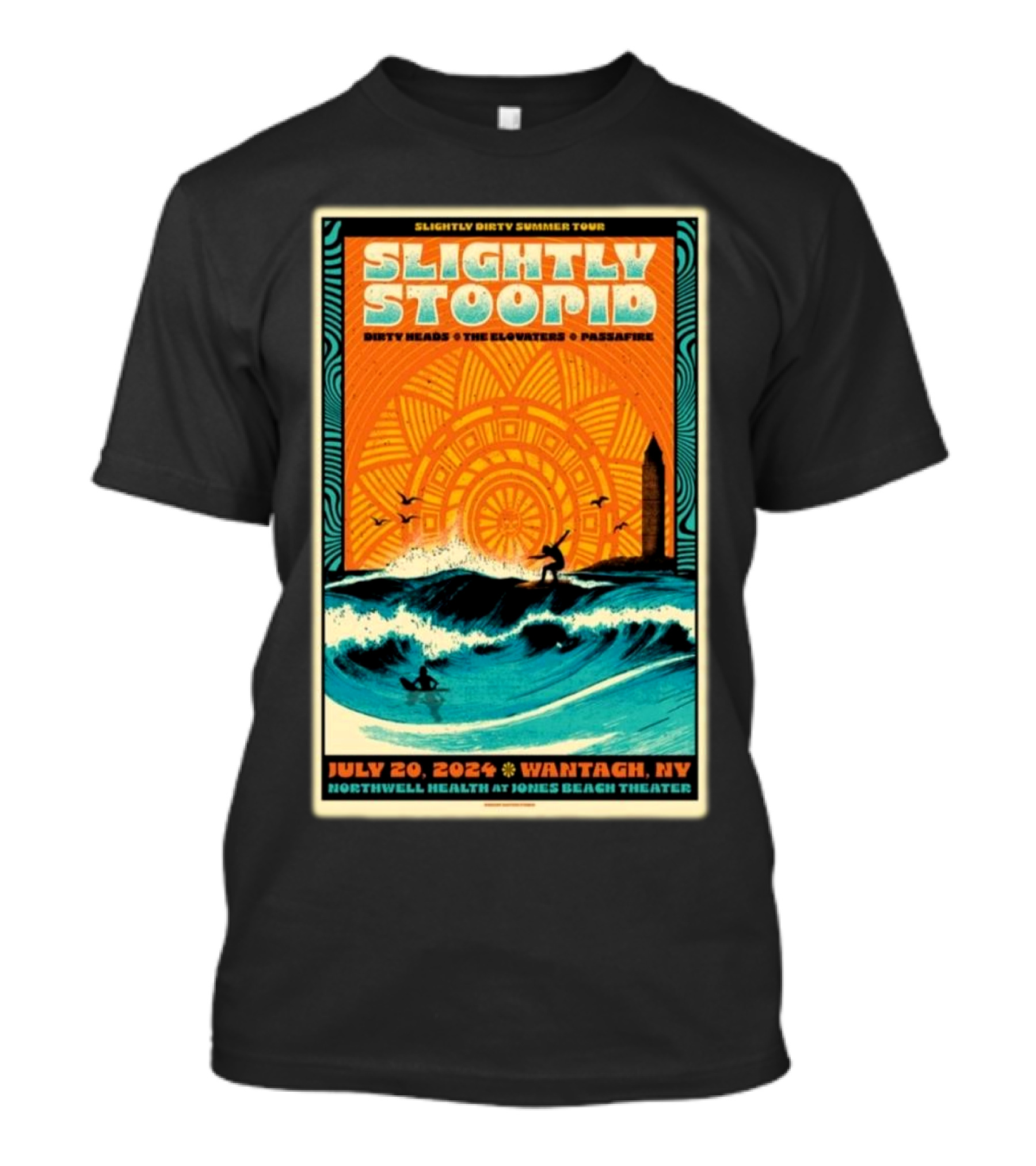 Slightly Stoopid Dirty Heads The Elovaters Passafire Slightly Dirty Summer Tour Northwell Health Jones Beach Theater Wantagh NY July 20 T-Shirt