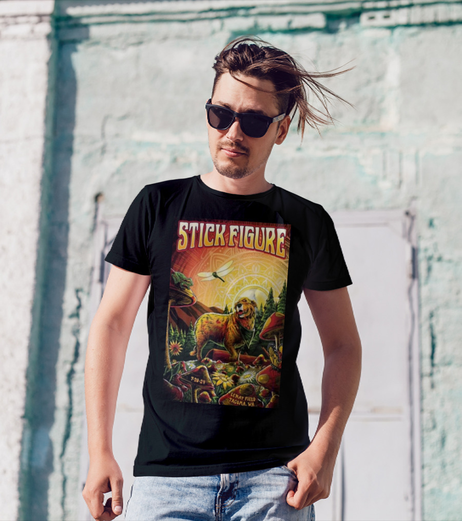 Stick Figure Lemay Field Tacoma WA July 20 2024 Golden Dog And Nature Scene T-Shirt