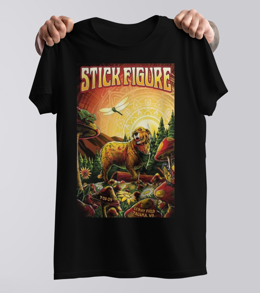 Stick Figure Lemay Field Tacoma WA July 20 2024 Golden Dog And Nature Scene T-Shirt