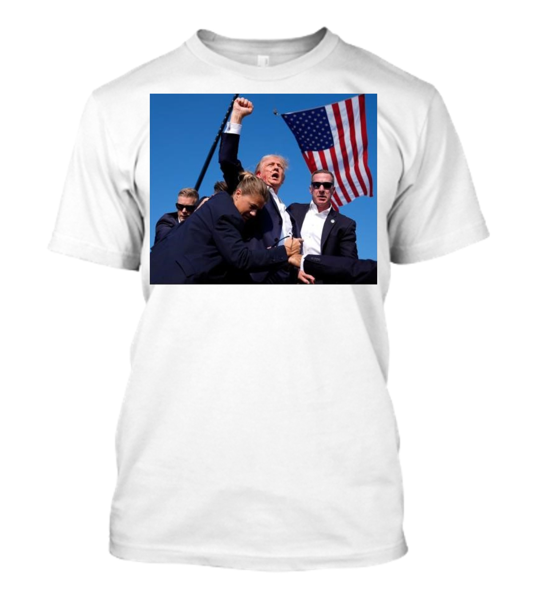 Trump Blood On His Face Fight American Flag Raised Fist T-Shirt
