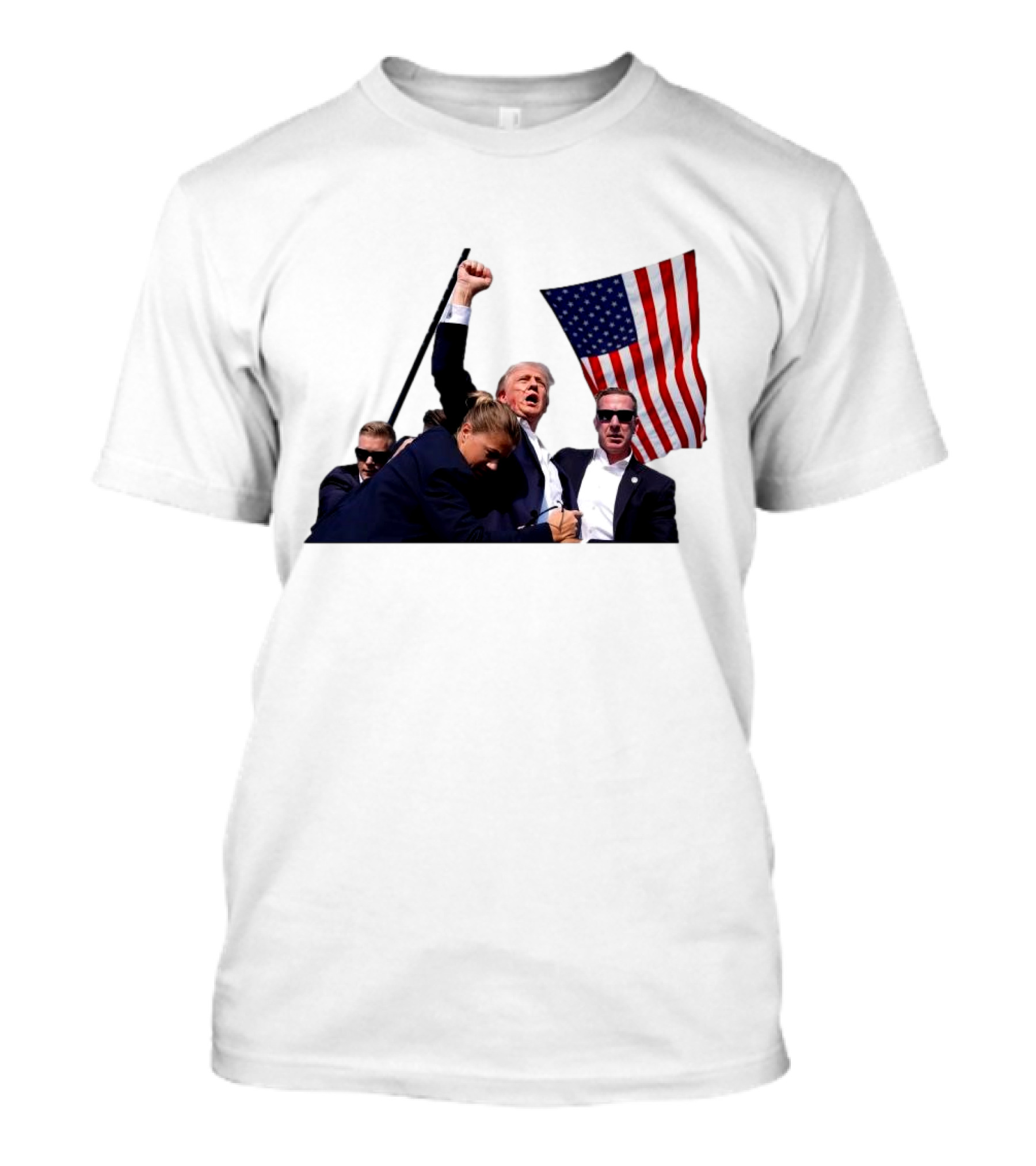Trump Shooting Nice Try Brandon Trump Fight Flag Fist Security Guards T-Shirt