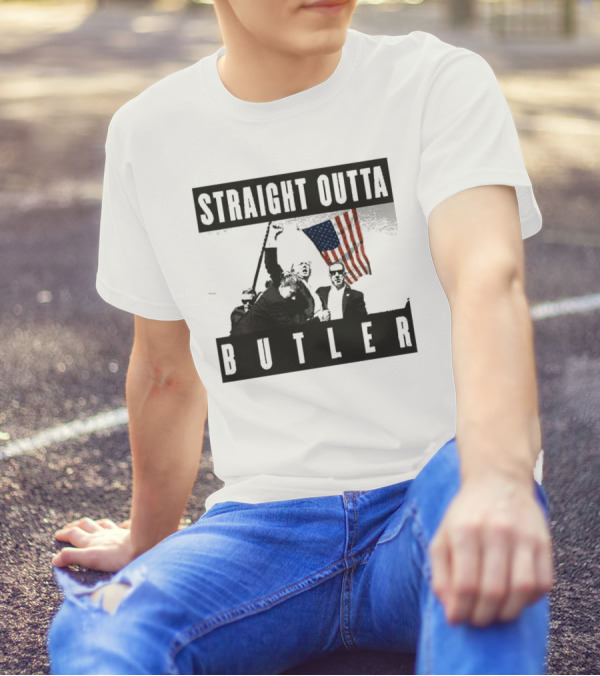 Trump Straight Outta Butler American Flag T-Shirt