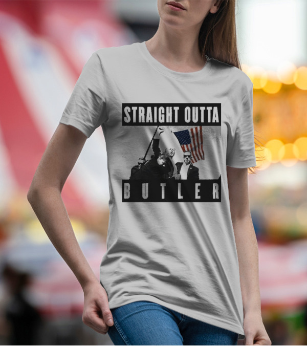 Trump Straight Outta Butler American Flag T-Shirt