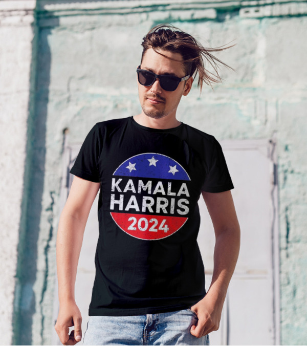 Kamala Harris 2024 Stars And Stripes Campaign Button T-Shirt