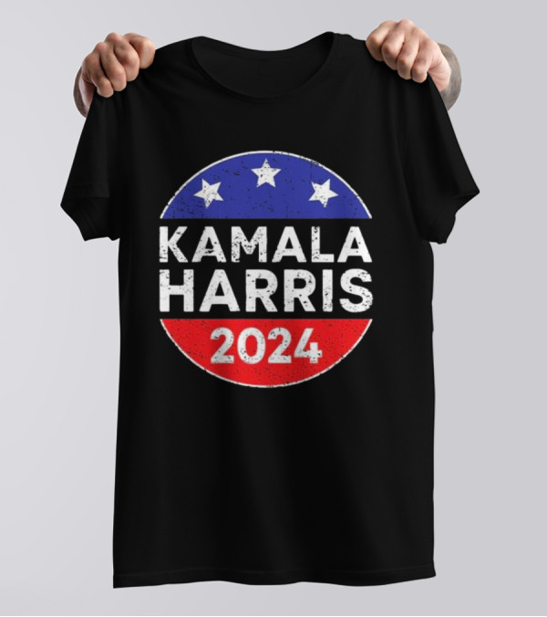 Kamala Harris 2024 Stars And Stripes Campaign Button T-Shirt