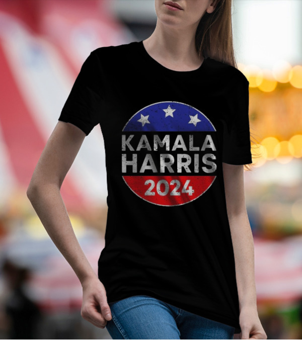 Kamala Harris 2024 Stars And Stripes Campaign Button T-Shirt