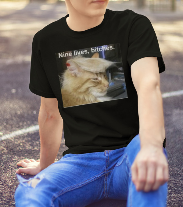 Larry Elder Trump Nine Lives Bitches Cat Meme T-Shirt