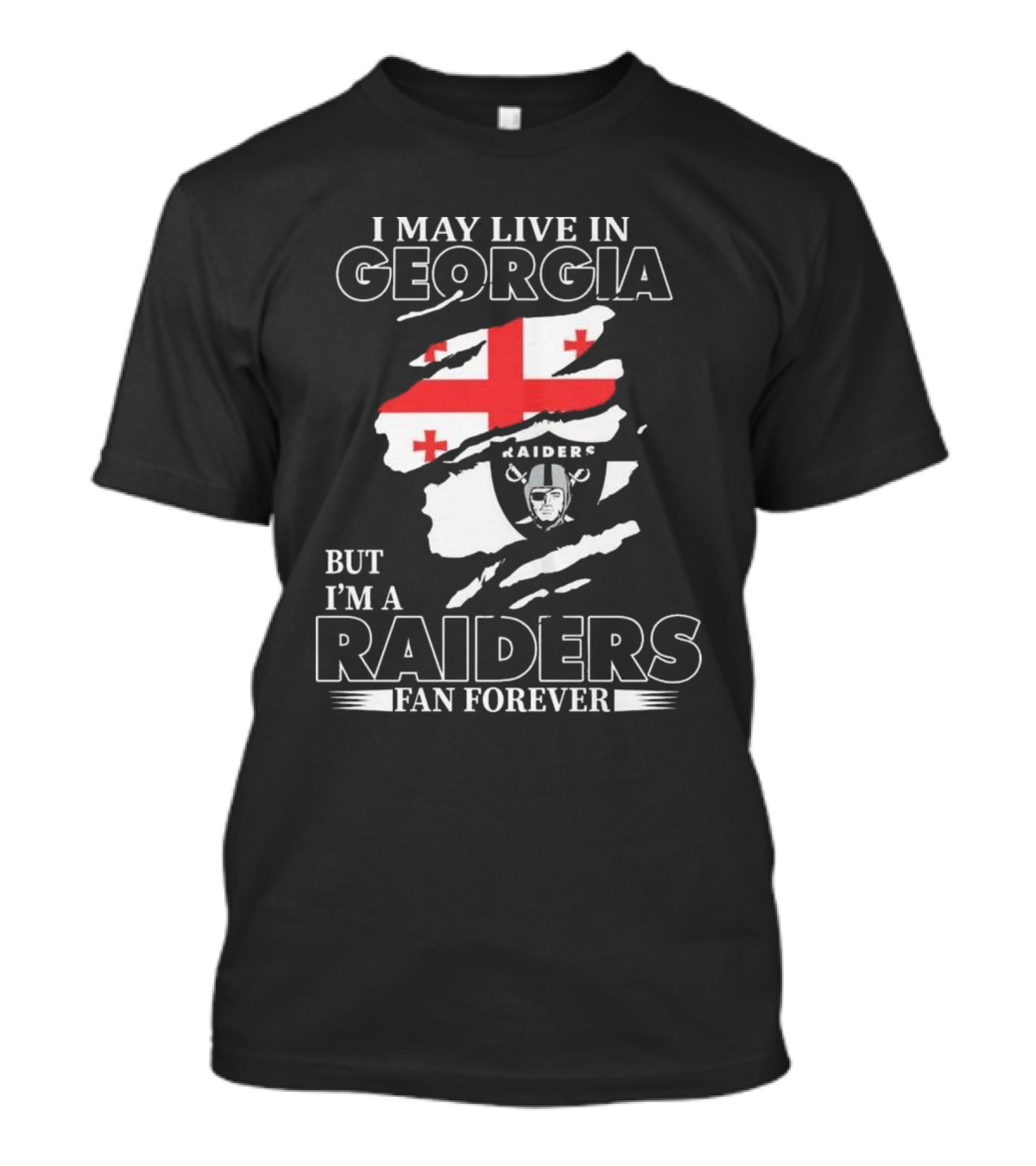 Las Vegas Raiders Fan Forever Living In Georgia With Raiders Logo And Flag T-Shirt