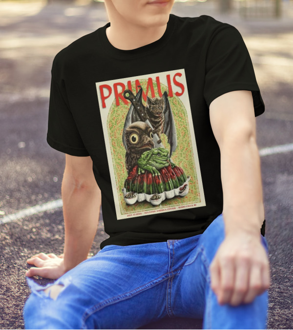 Primus July 15 2024 Mountain America Center Idaho Falls Owl Frog Bat Knife Jello Mold T-Shirt