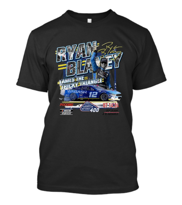 Ryan Blaney Tames The Tricky Triangle 2024 Great American Getaway 400 Race Winner Pocono NASCAR Cup Series 07.14.24 T-Shirt