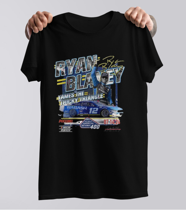 Ryan Blaney Tames The Tricky Triangle 2024 Great American Getaway 400 Race Winner Pocono NASCAR Cup Series 07.14.24 T-Shirt