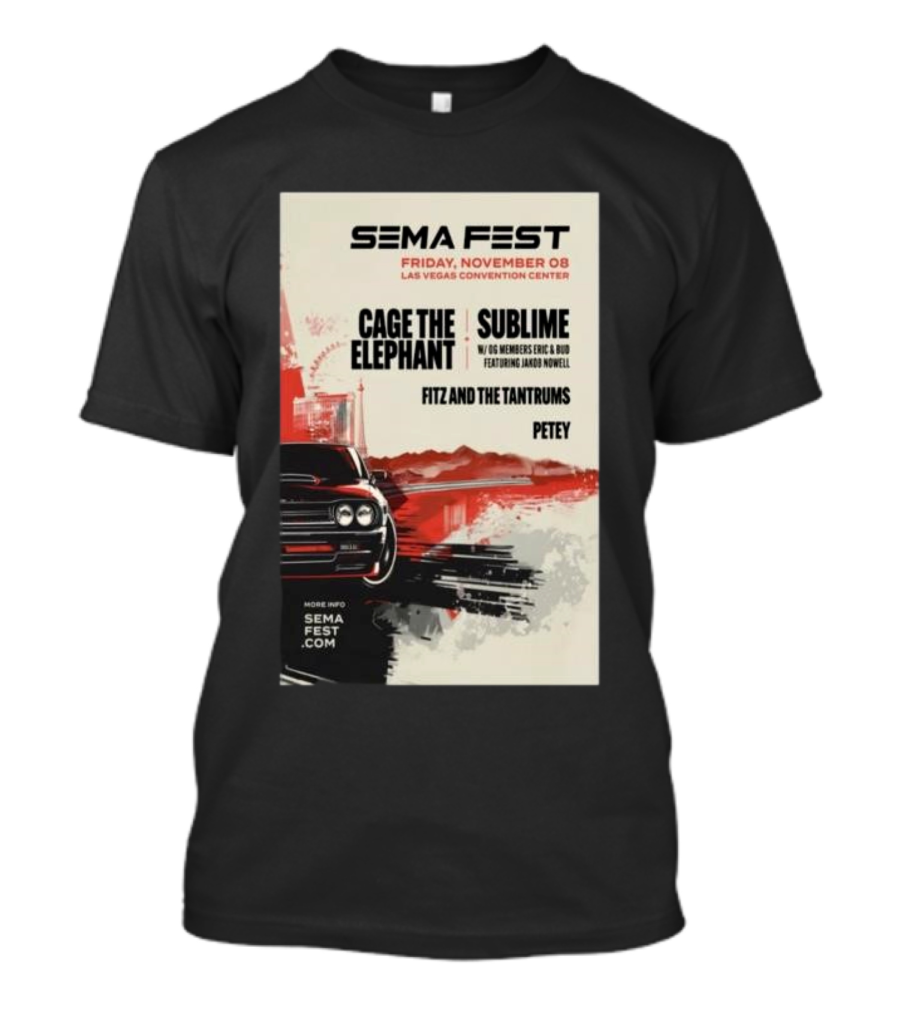 SEMA Fest 2024 Las Vegas Convention Center Cage The Elephant Sublime Fitz And The Tantrums Petey T-Shirt