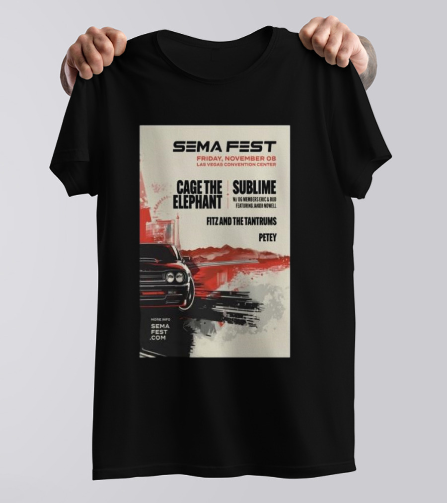 SEMA Fest 2024 Las Vegas Convention Center Cage The Elephant Sublime Fitz And The Tantrums Petey T-Shirt