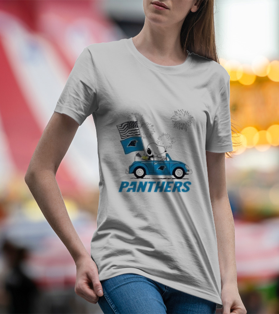 Snoopy Woodstock Carolina Panthers 4th Of July T-Shirt