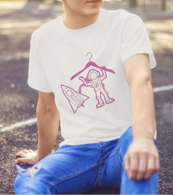 Space Avenue Astronaut Status Spacesuit Hanger Rocket T-Shirt