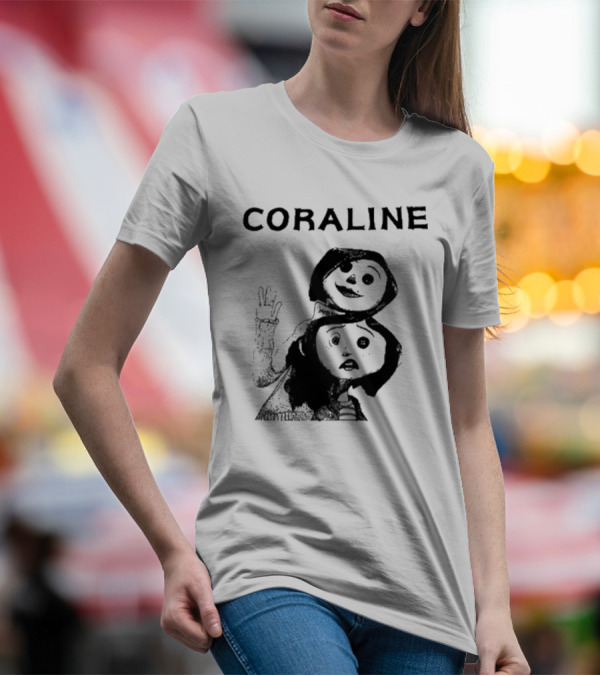 Coraline Movie Character Duo Fan Merchandise T-Shirt