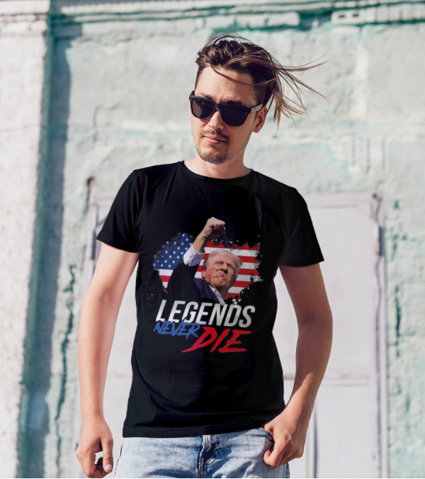 Trump Legends Never Die American Flag Rally T-Shirt