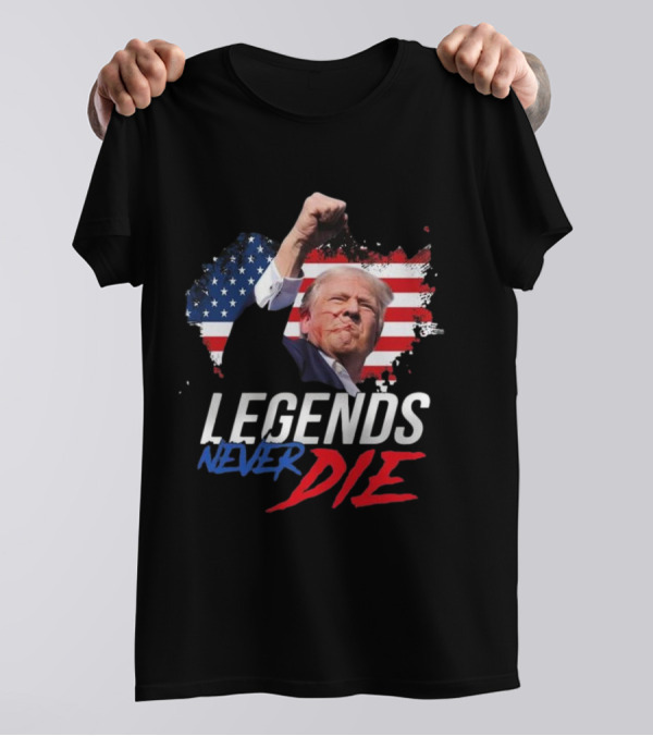 Trump Legends Never Die American Flag Rally T-Shirt