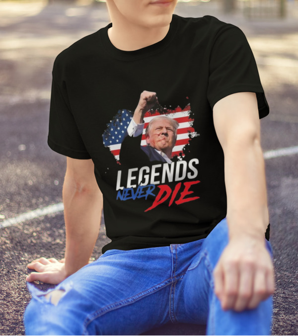 Trump Legends Never Die American Flag Rally T-Shirt
