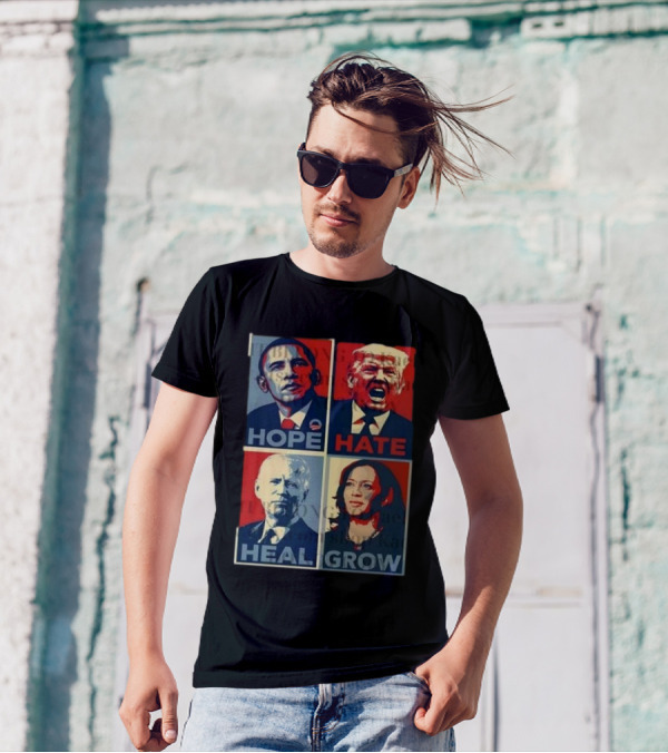 American Presidential Election Hope Hate Heal Grow Obama Trump Biden Harris T-Shirt