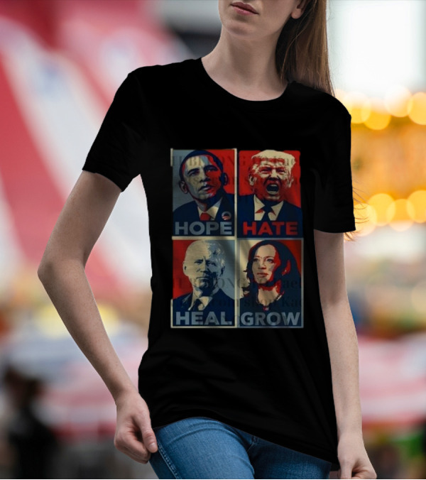 American Presidential Election Hope Hate Heal Grow Obama Trump Biden Harris T-Shirt