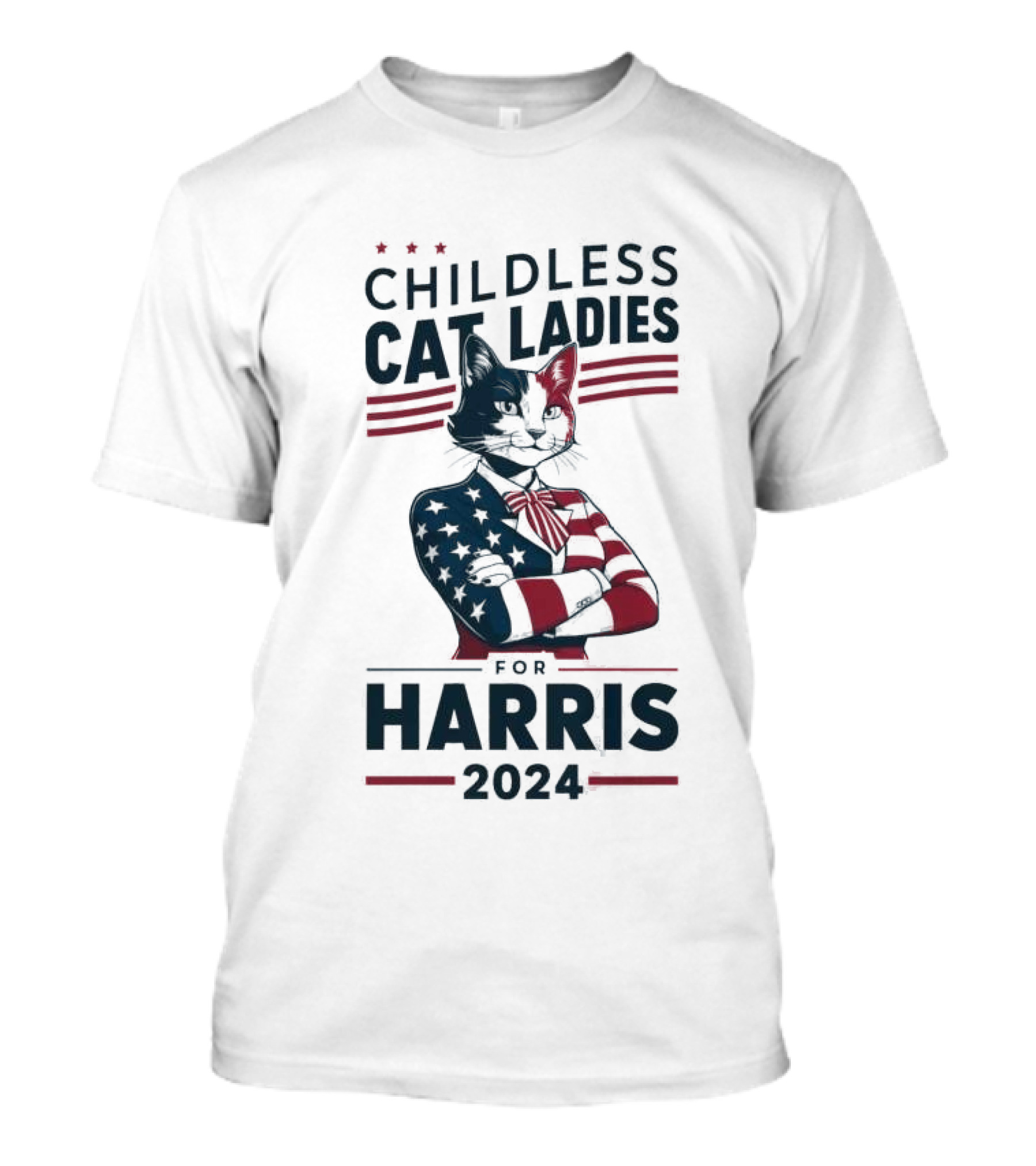 Childless Cat Ladies For Harris 2024 Patriotic Cat T-Shirt