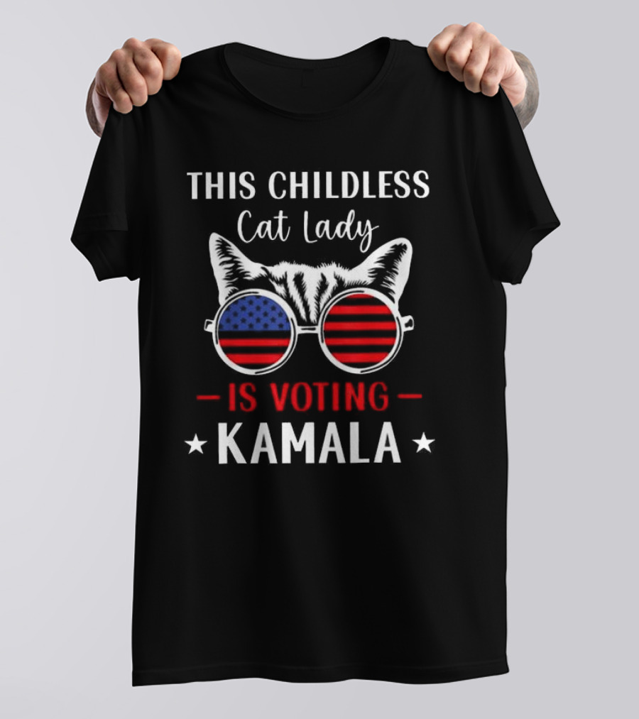 Kamala Harris 2024 This Childless Cat Lady Is Voting Patriotic Glasses T-Shirt