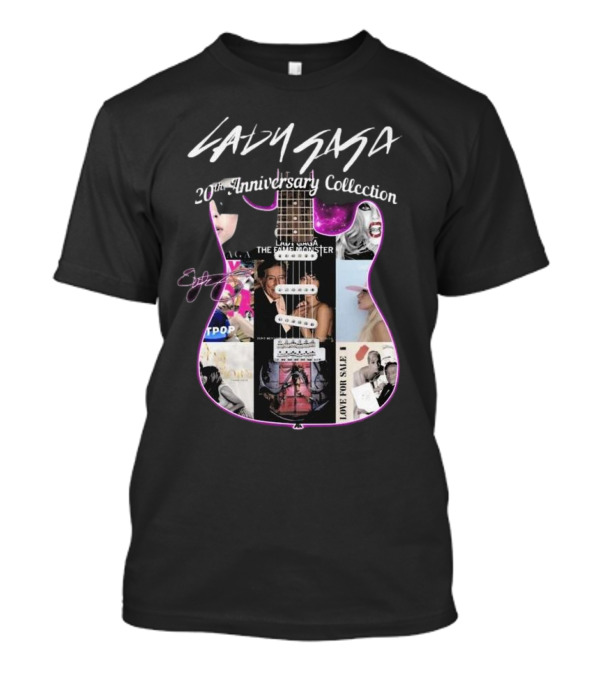 Lady Gaga The Fame Monster Signature 20th Anniversary Collection Guitar Collage T-Shirt