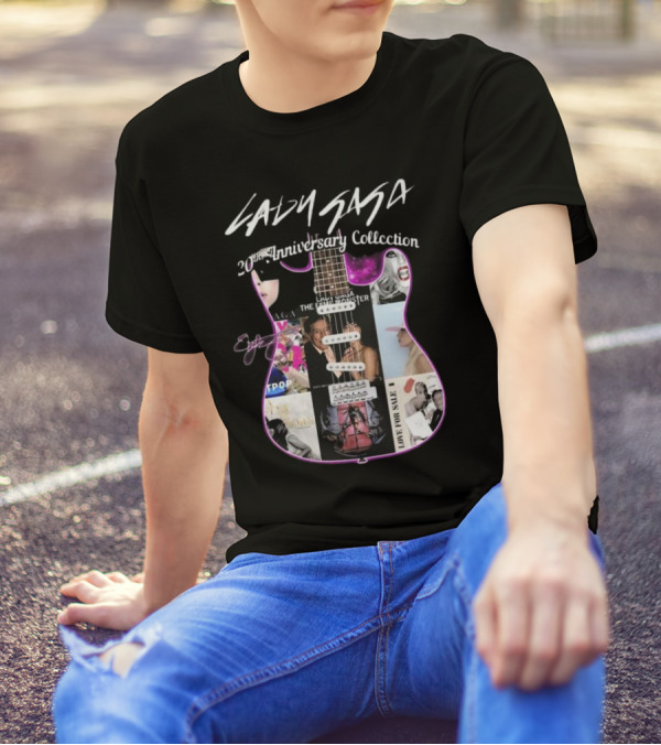 Lady Gaga The Fame Monster Signature 20th Anniversary Collection Guitar Collage T-Shirt