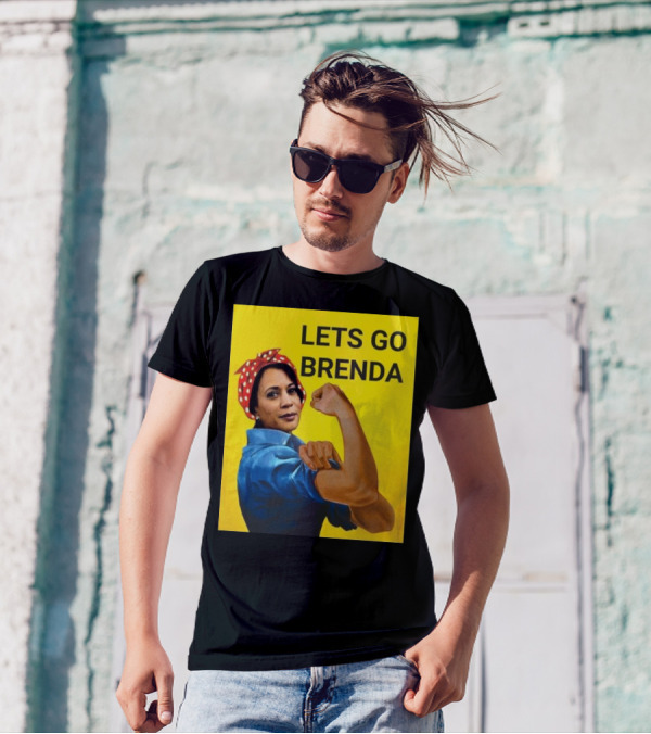 LETS GO BRENDA Referring To Harris Iconic Image Yellow Background T-Shirt