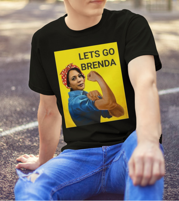 LETS GO BRENDA Referring To Harris Iconic Image Yellow Background T-Shirt