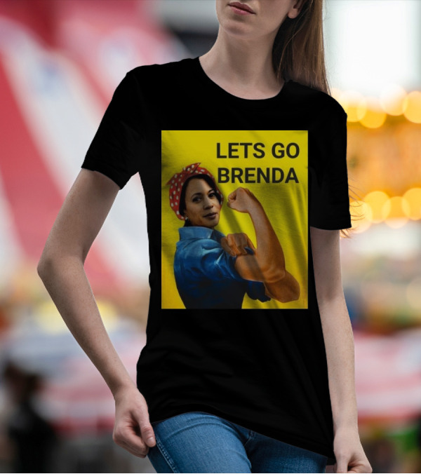 LETS GO BRENDA Referring To Harris Iconic Image Yellow Background T-Shirt