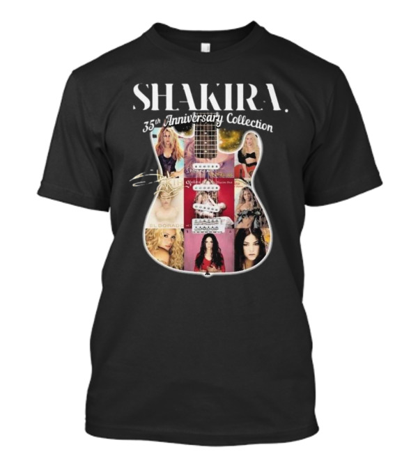 Shakira 35th Anniversary Collection Signature Album Covers Guitar T-Shirt